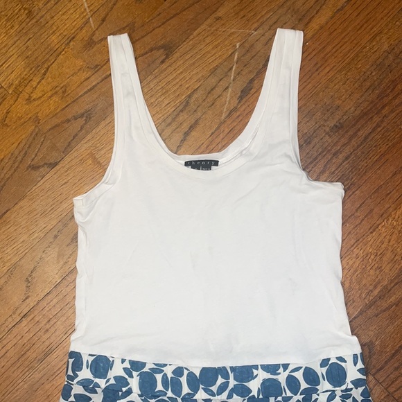 •THEORY•WHITE & BLUE TANK TOP CIRCLE PATTERNED DRESS WITH POCKETS SIZE SMALL EUC - Picture 6 of 7